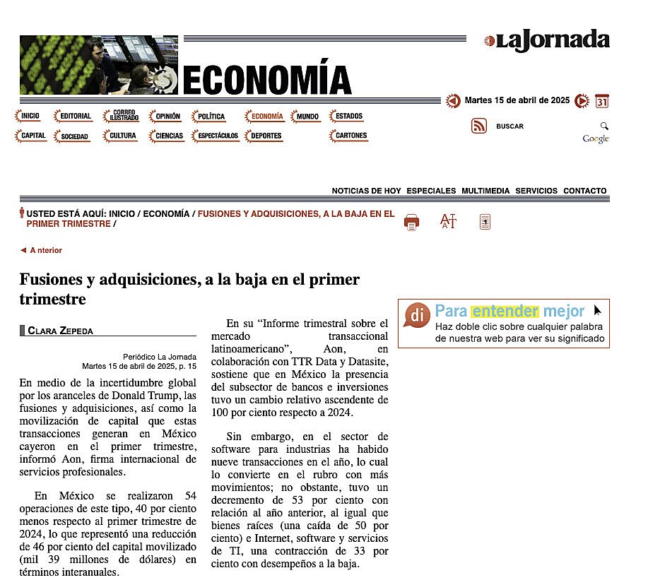 Fusiones y adquisiciones, a la baja en el primer trimestre